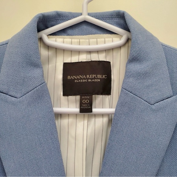 💎Women’s Collared Banana Republic Long Sleeve Baby Light Blue Jacket 00 Petite💎 - Picture 3 of 4